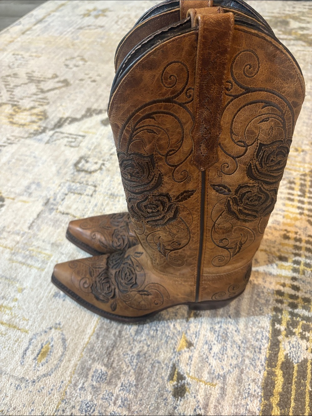 Wildflowers Bluebonnet Rose Cowboy Boots 7.5 - Picture 4 of 6